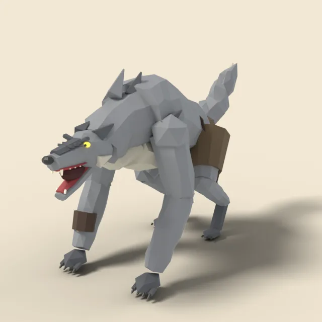 Grey wolfman snarling on all fours