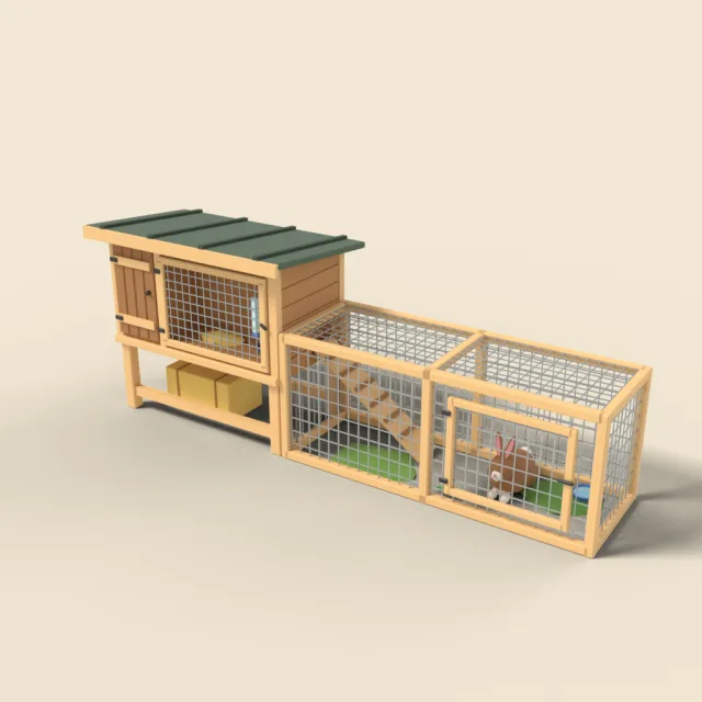 Rabbit hutch with run
