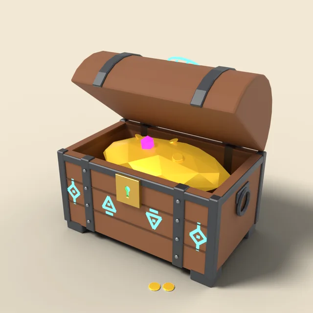 Magic treasure chest with glowing runes