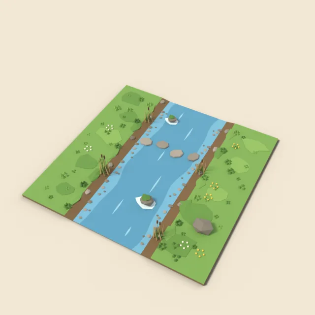 Shallow stream straight tile