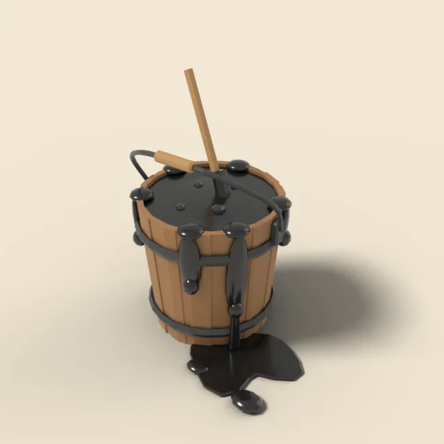 Bucket of black tar