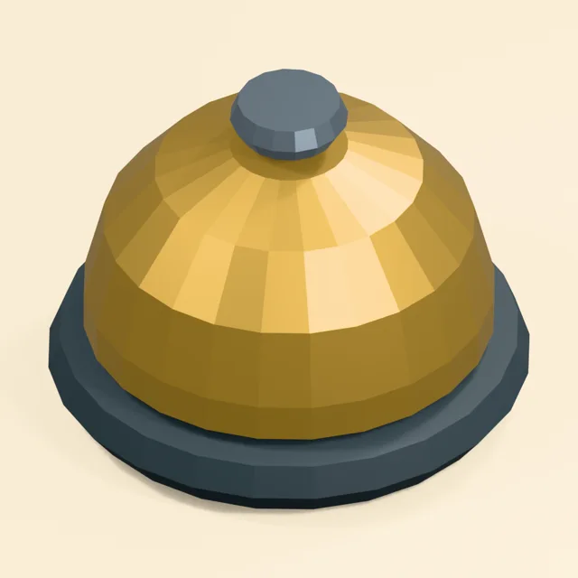 Counter call bell with hollow dome and supported push button