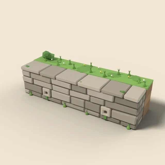 Stone retaining wall straight