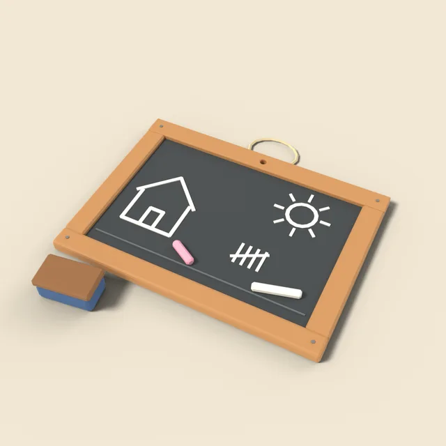 School chalk slate with wooden frame