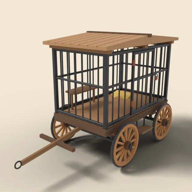 Iron prison cage on wheels