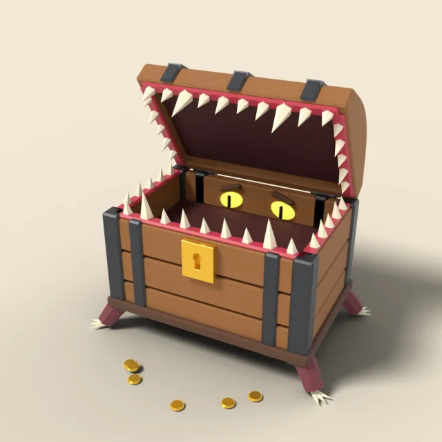 Mimic treasure chest with teeth