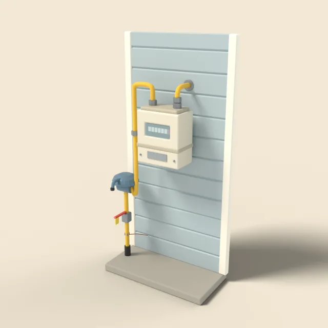 Gas meter with pipes