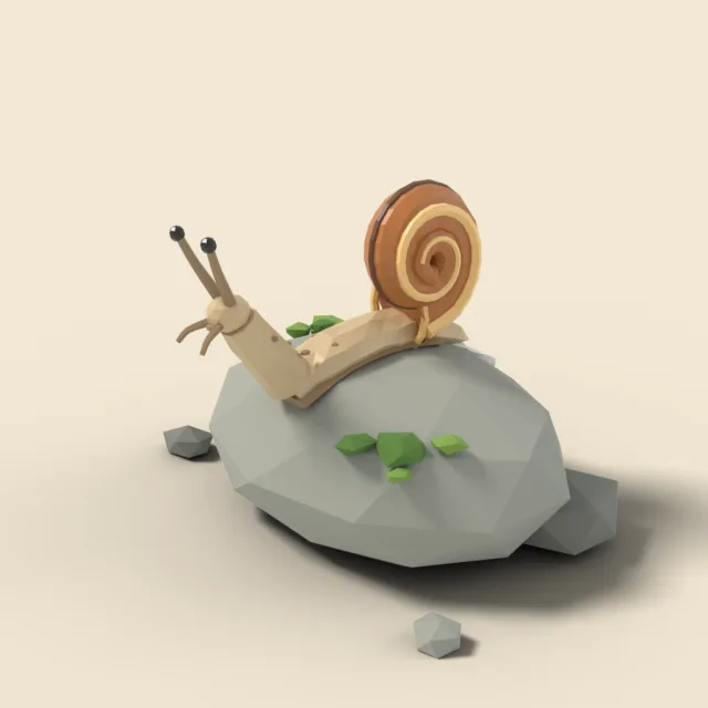 Snail crawling on stone