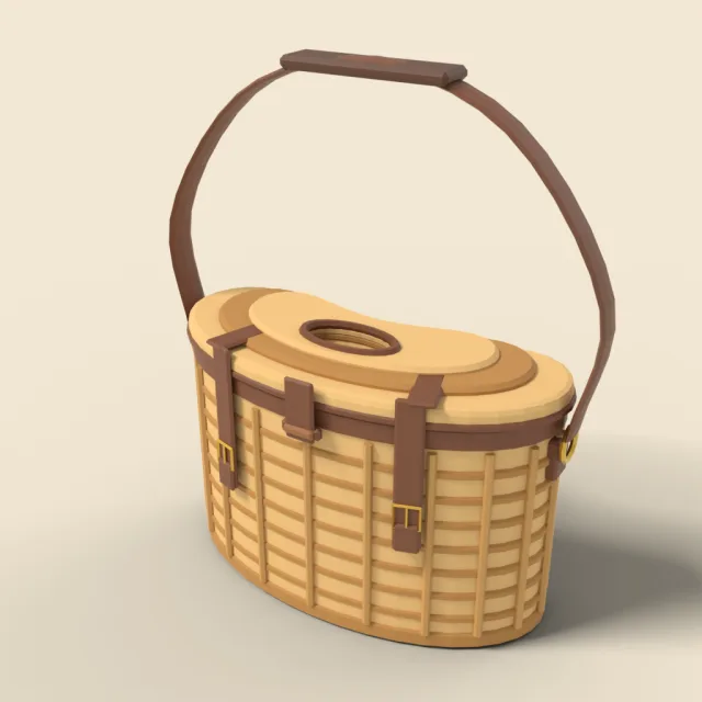 Wicker fishing creel basket