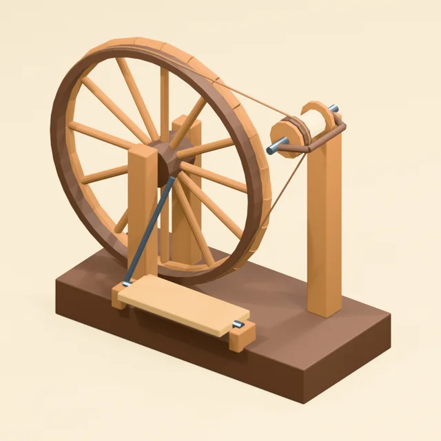 Saxony treadle wheel with tangent drive belt