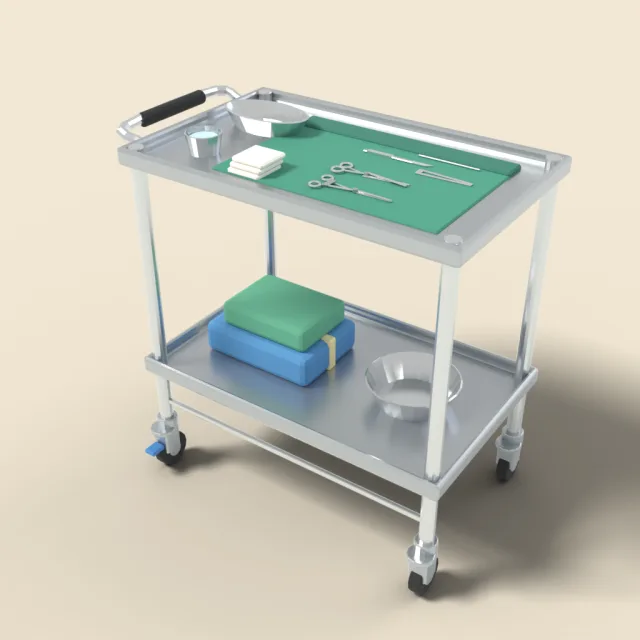 Stainless surgical instrument trolley
