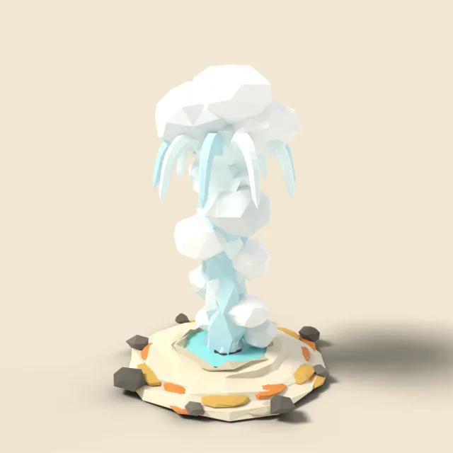 Erupting geyser with steam column