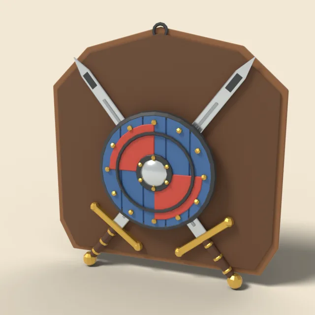 Crossed swords and shield wall display