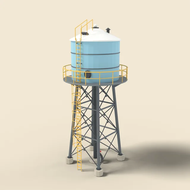 Water storage tank on legs