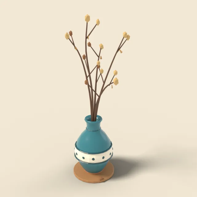 Ceramic vase with dried branches