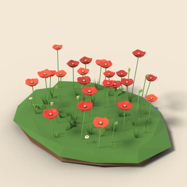 Red poppy field patch