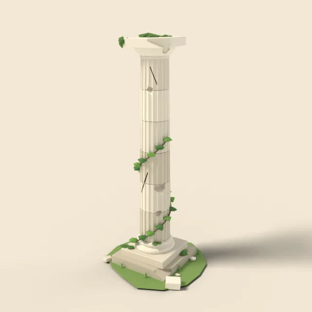 Tall weathered fluted marble column