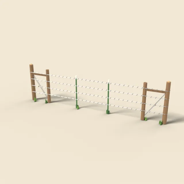 Barbed wire fence section