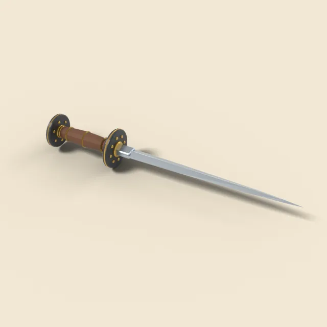 Medieval rondel dagger with disc guard