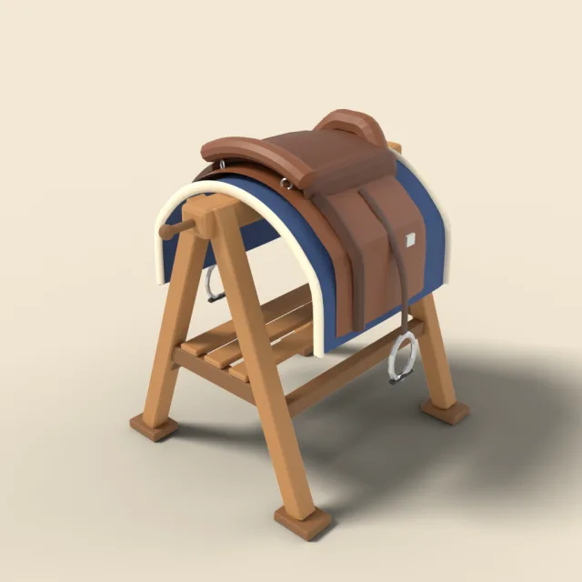 Horse saddle on stand
