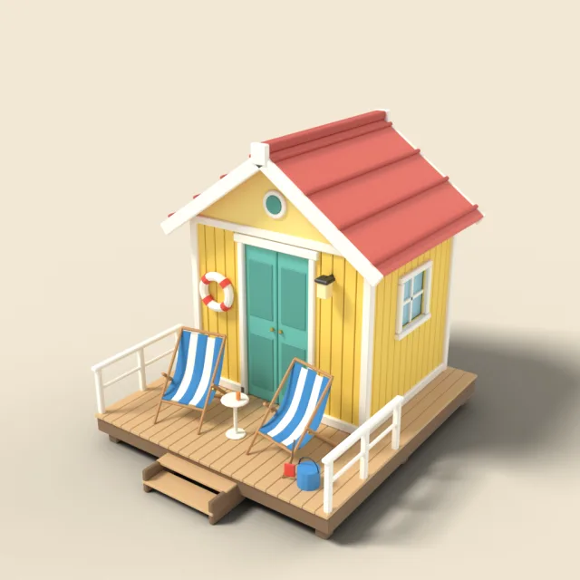 Beach hut with deck chairs