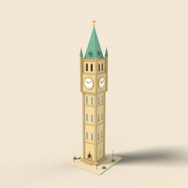 Tall stone clock tower landmark