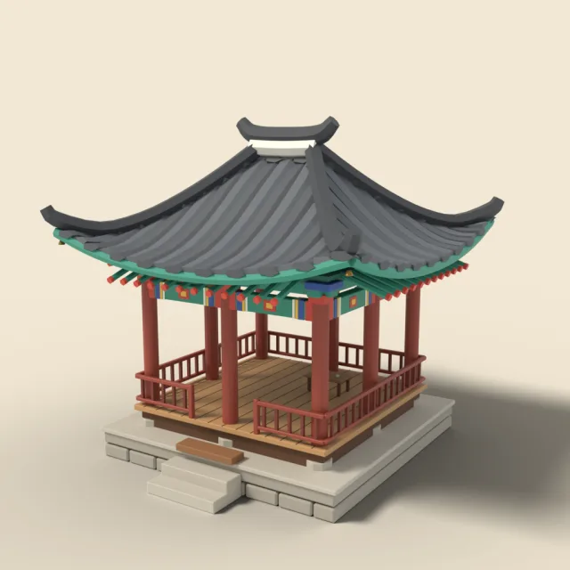Korean pavilion with painted beams