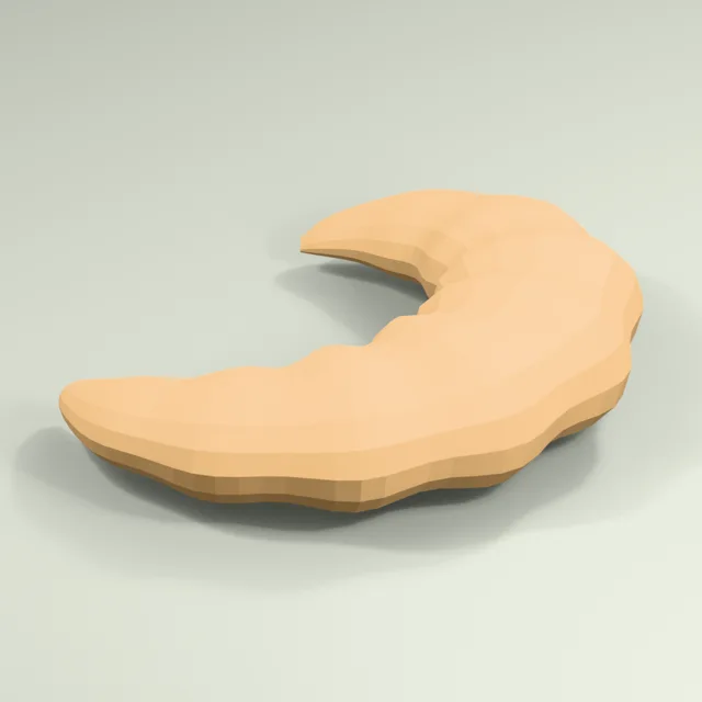 Curved croissant with integrated rolled layers