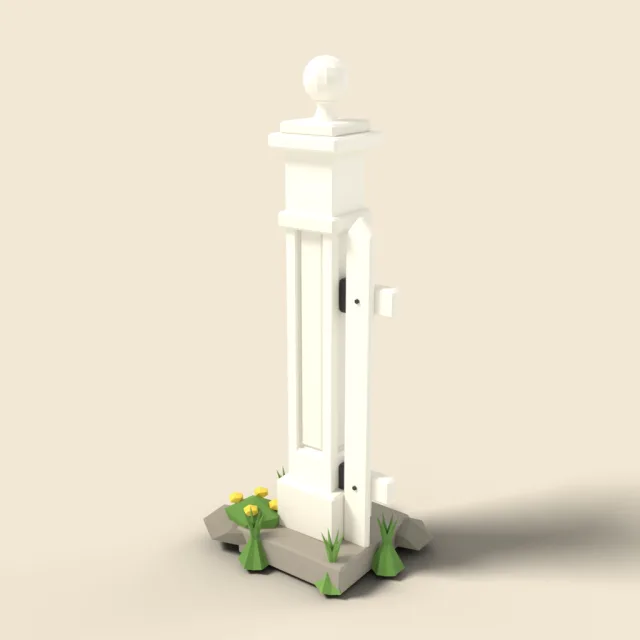 White picket fence end post