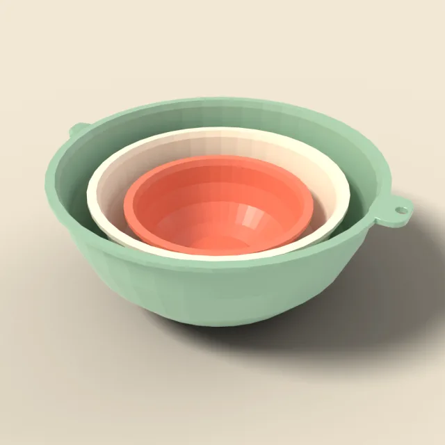 Mixing bowl set nested