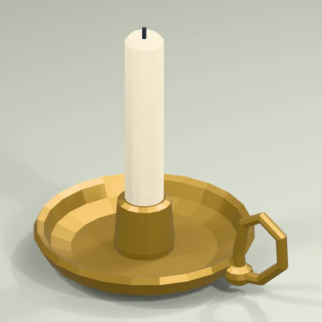 Brass chamberstick with drip pan and thumb loop