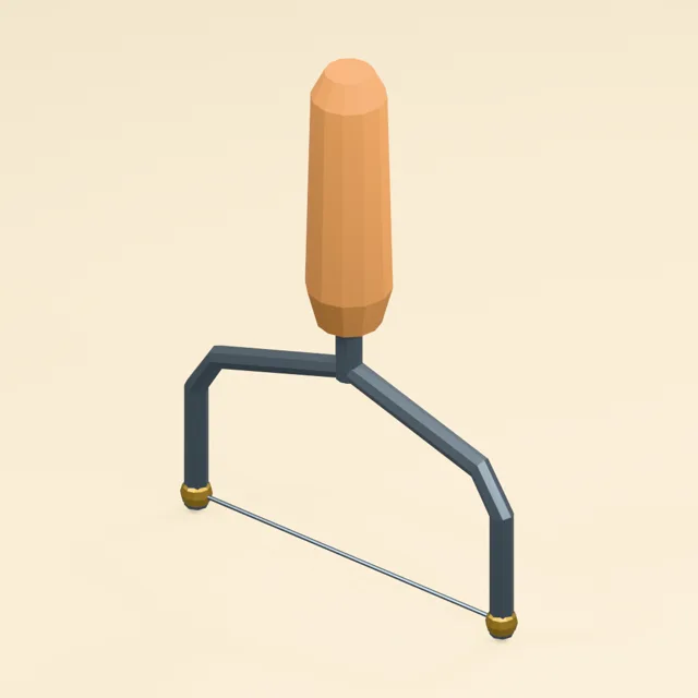 Taut-wire cheese slicer with open bow and wooden grip