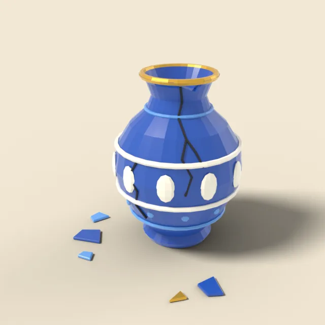 Breakable blue-glazed vase