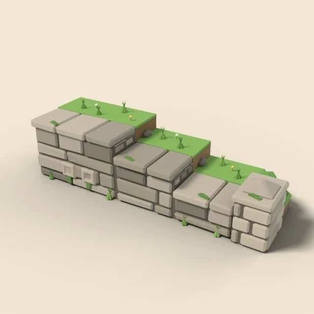 Stone retaining wall end