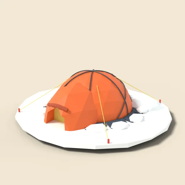 Geodesic expedition tent with snow skirt