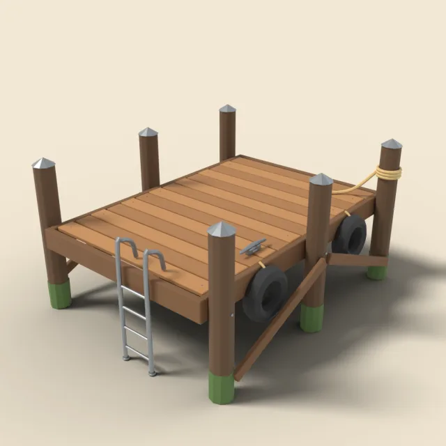 Wooden dock section with posts