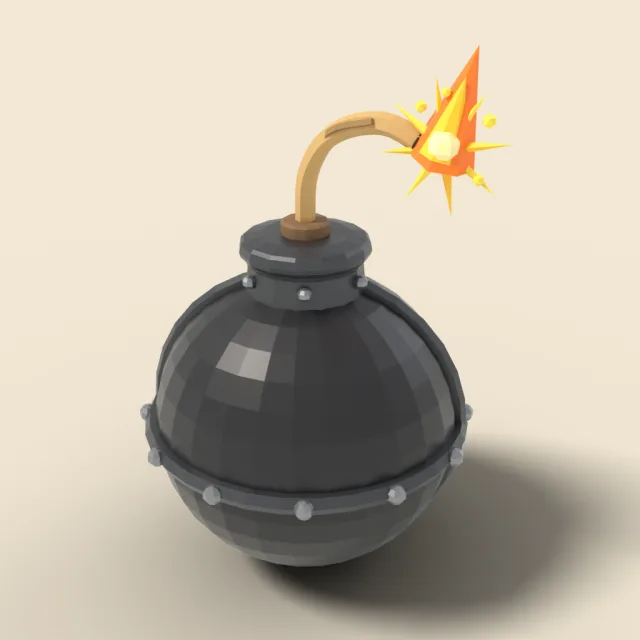 Round black bomb with lit fuse