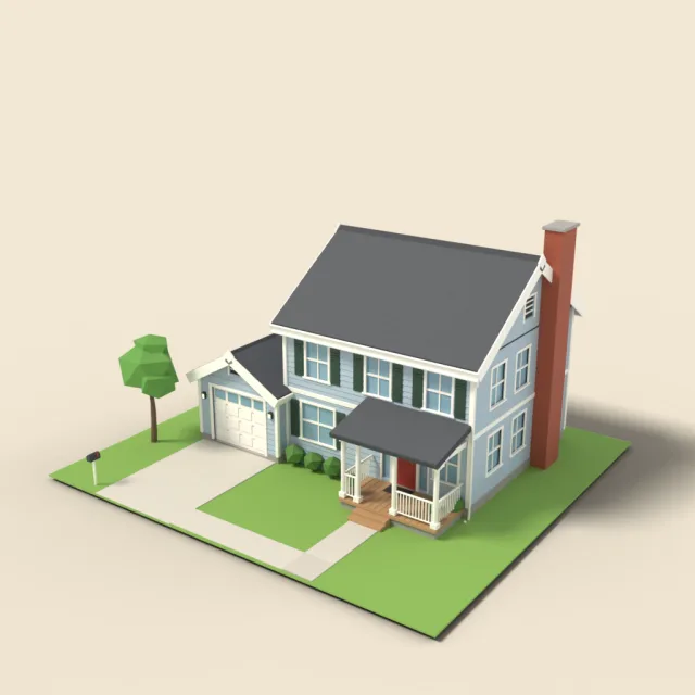 Suburban house with garage