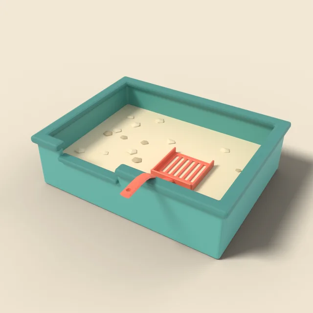 Cat litter box with scoop
