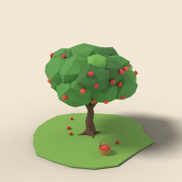 Apple tree with red fruit