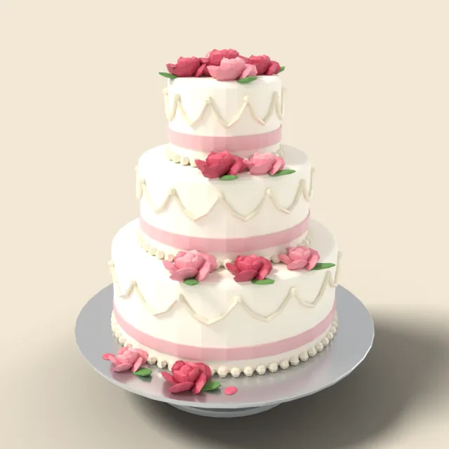 Tiered wedding cake with roses