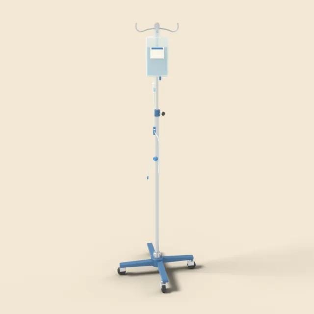 IV drip stand with bag