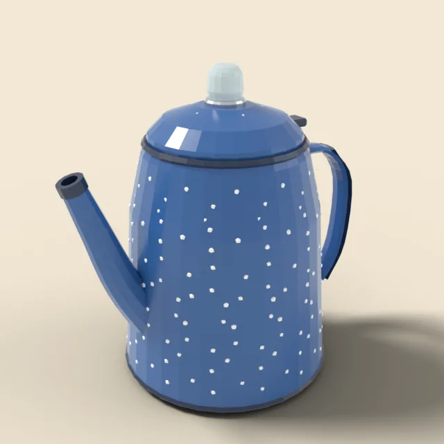 Blue speckled enamel coffee pot