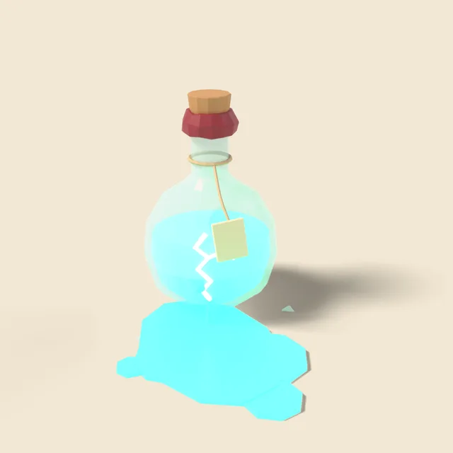 Cracked potion bottle leaking glow