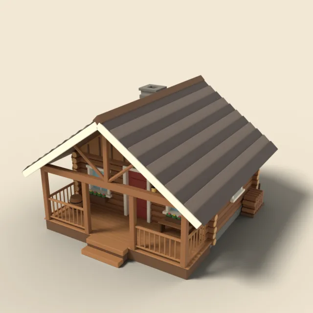 Small log cabin with front porch