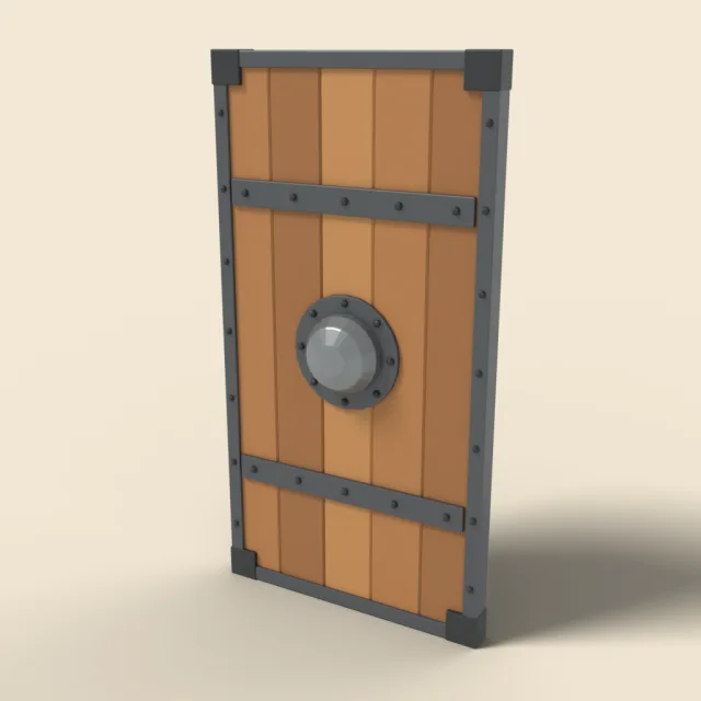 Wooden tower shield with iron rim