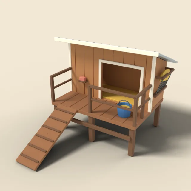 Goat shelter with ramp