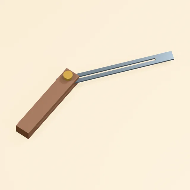 Sliding bevel gauge with slotted steel blade and thumb lock