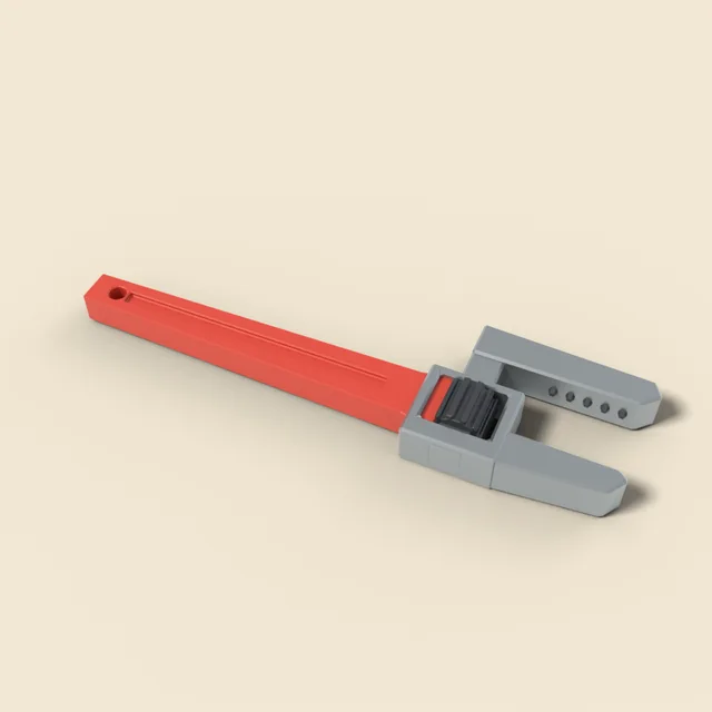 Adjustable pipe wrench with red handle