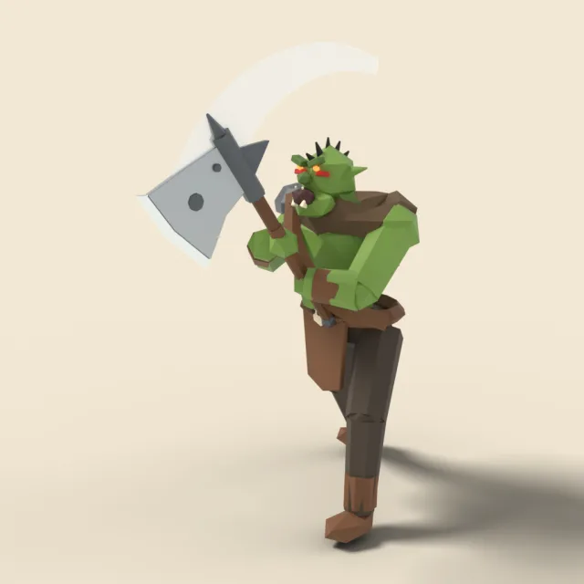 Orc warrior swinging axe
